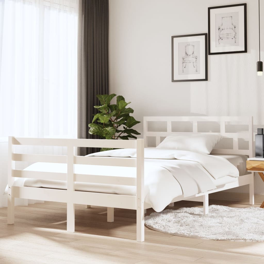 Sengeramme hvit 135x190 cm Double heltre