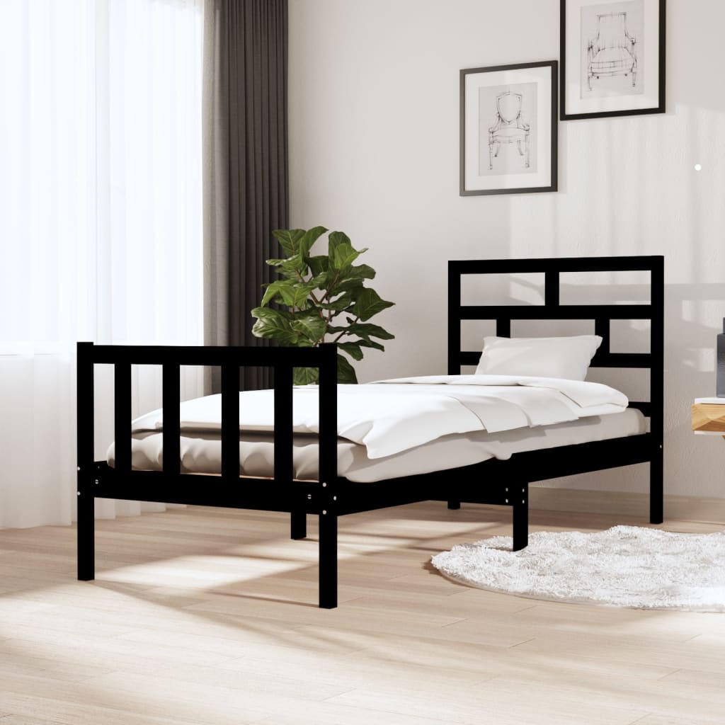 Sengeramme svart heltre furu 75x190 cm Small Single