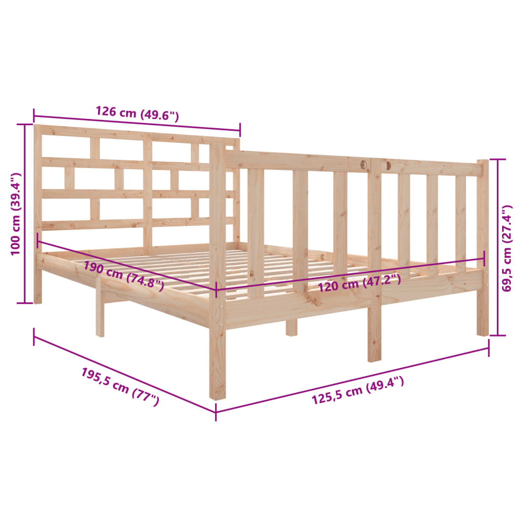 Sengeramme heltre furu 120x190 cm Small Double