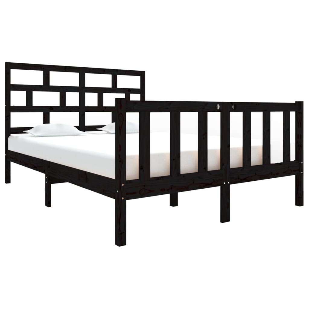 Sengeramme svart heltre furu 135x190 cm Double