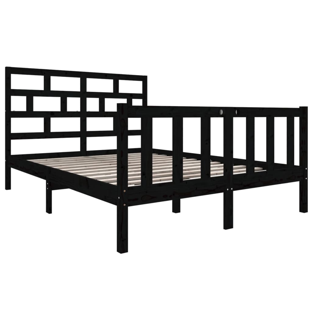 Sengeramme svart heltre furu 135x190 cm Double