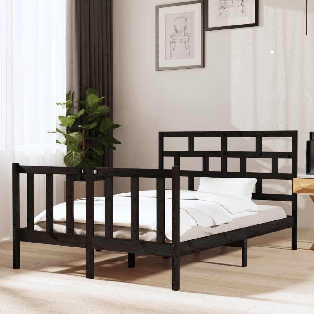 Sengeramme svart heltre furu 135x190 cm Double
