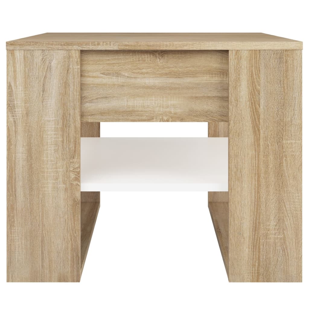 Salongbord hvit og sonoma eik 55,5x55x45 cm konstruert tre