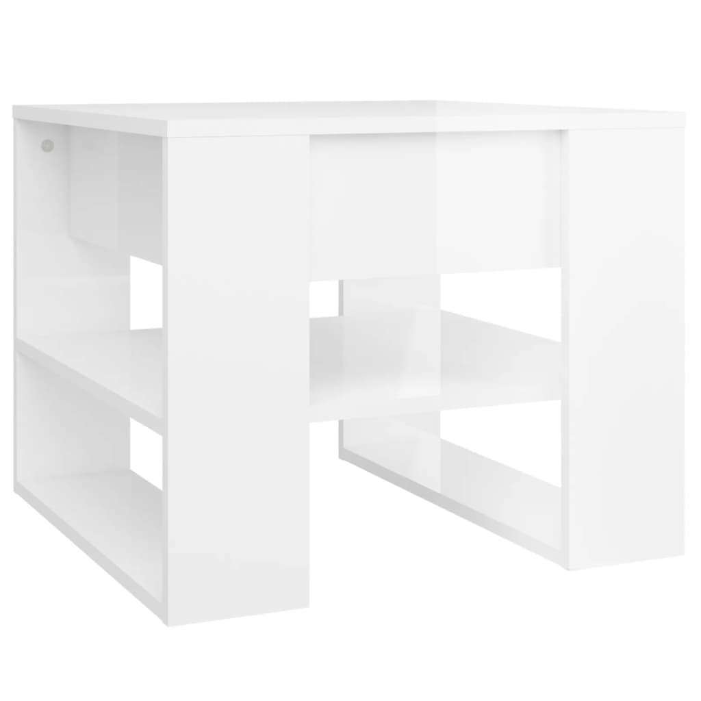 Salongbord høyglans hvit 55,5x55x45 cm konstruert tre