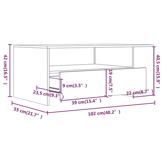 Salongbord svart 102x55x42 cm konstruert tre