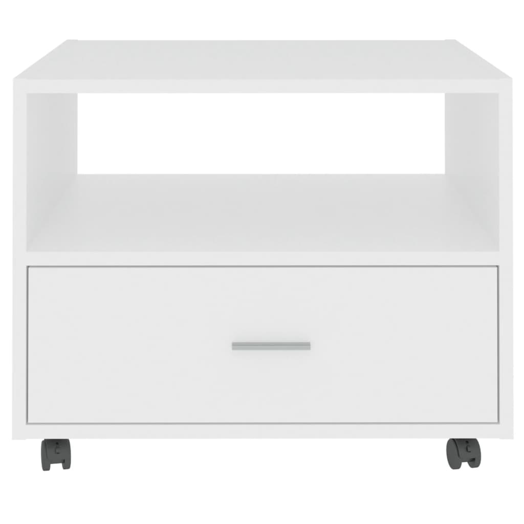 Salongbord hvit 55x55x40 cm konstruert tre