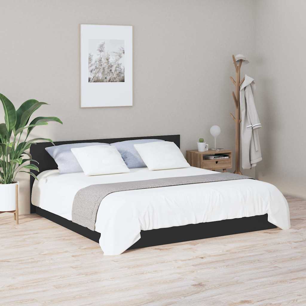 Sengegavl svart 200x1,5x80 cm konstruert tre