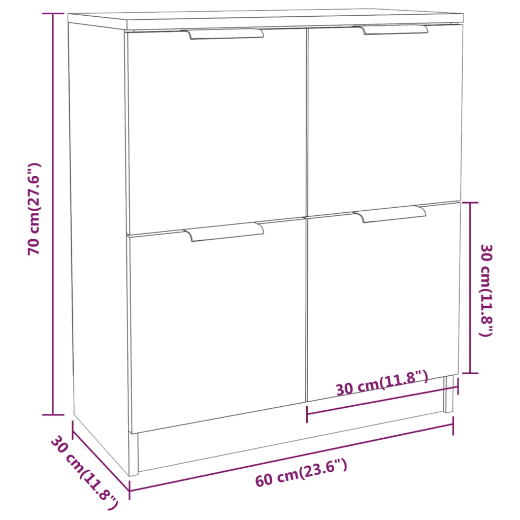 Skjenk betonggrå 60x30x70 cm konstruert tre