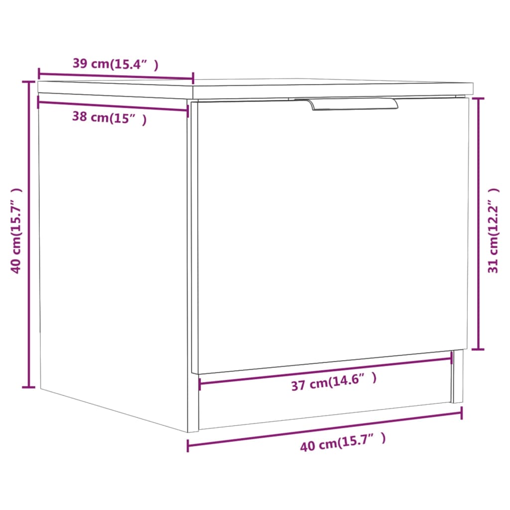 Nattbord 2 stk sonoma eik 40x39x40 cm