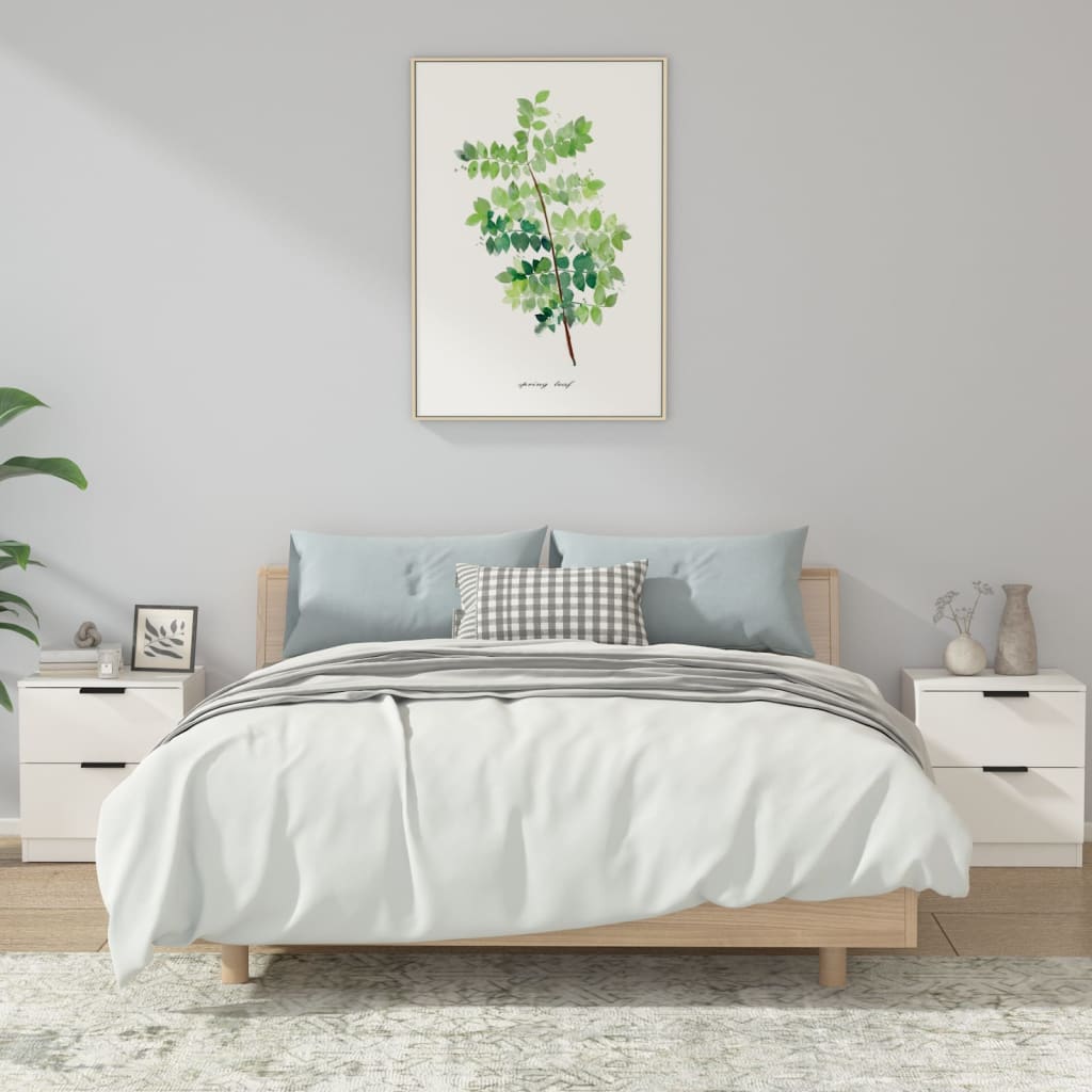 Nattbord 2 stk hvit konstruert tre