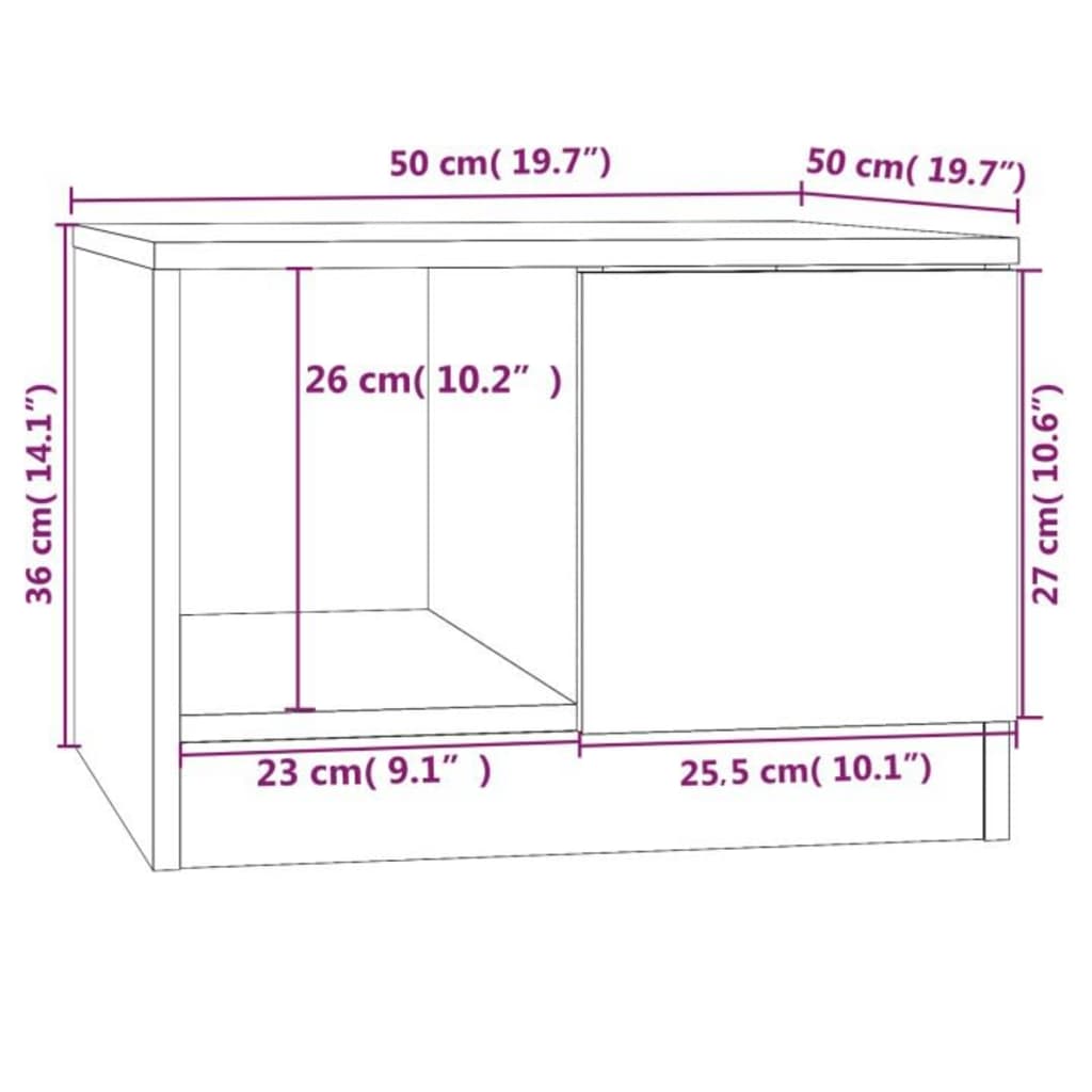 Salongbord betonggrå 50x50x36 cm konstruert tre