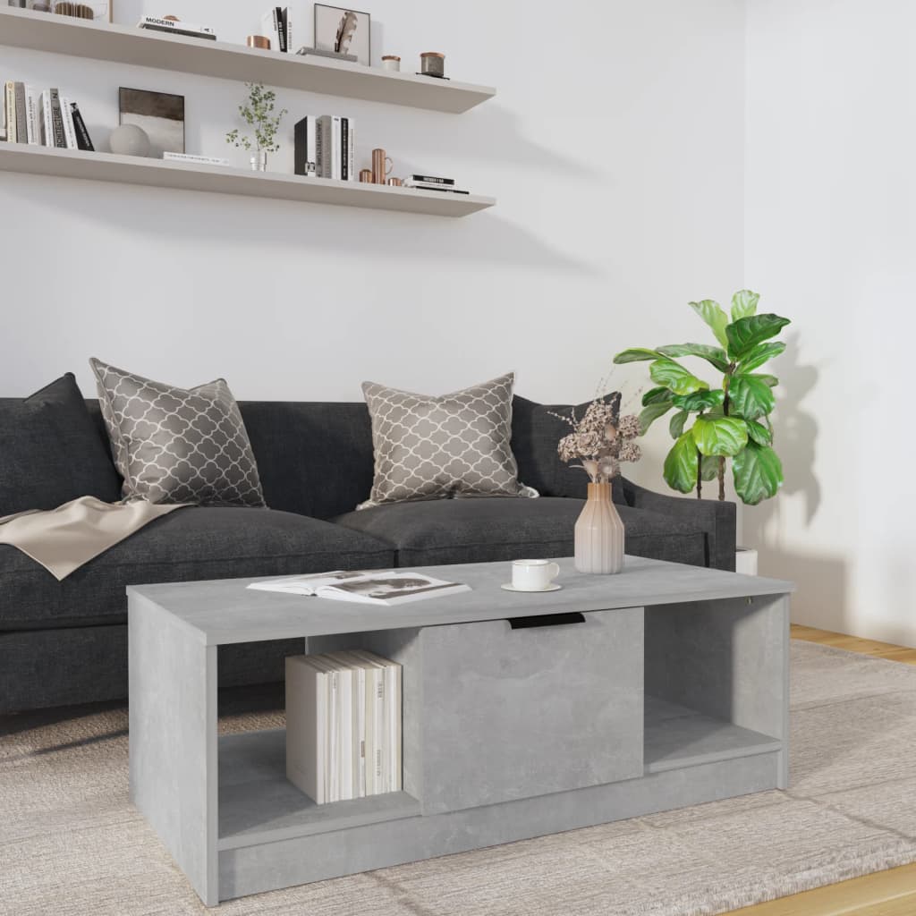 Salongbord betonggrå 102x50x36 cm konstruert tre