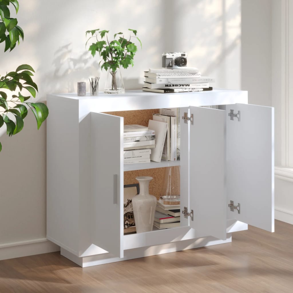 Skjenk hvit 92x35x75 cm konstruert tre