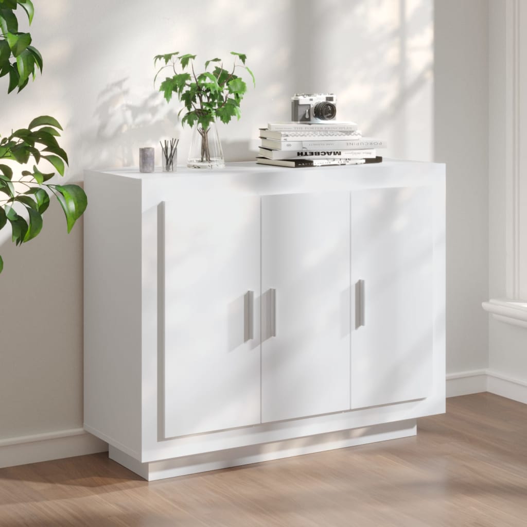 Skjenk hvit 92x35x75 cm konstruert tre