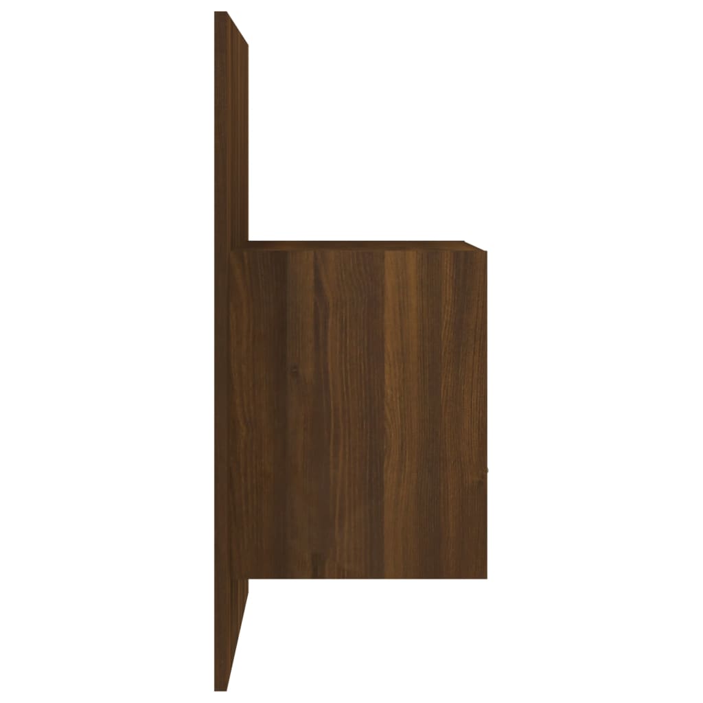 Veggmontert nattbord brun eik
