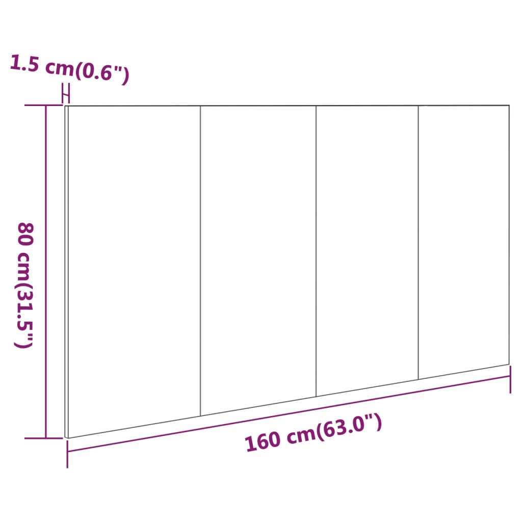 Sengegavl røkt eik 160x1,5x80 cm konstruert tre