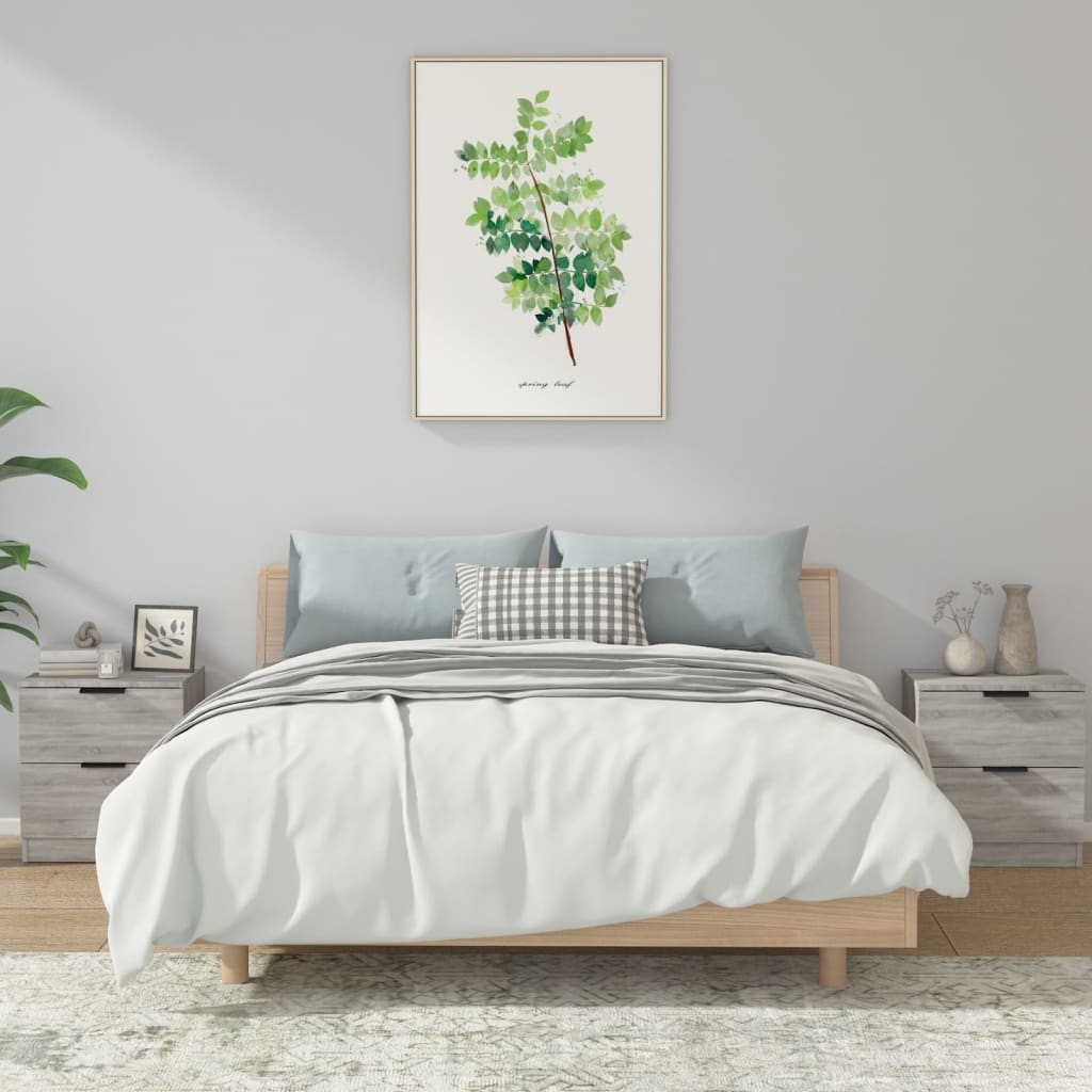 Nattbord 2 stk grå sonoma konstruert tre