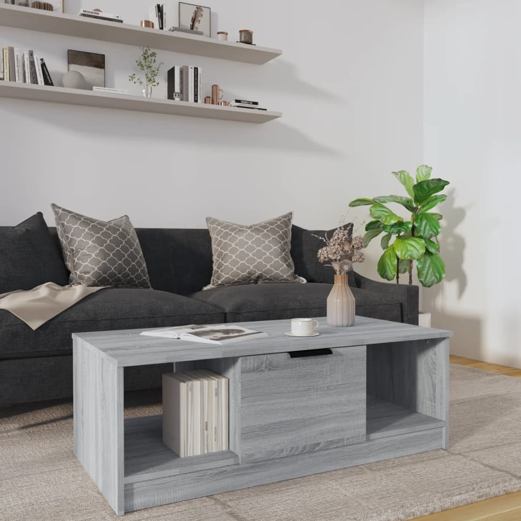 Salongbord grå sonoma 102x50x36 cm konstruert tre