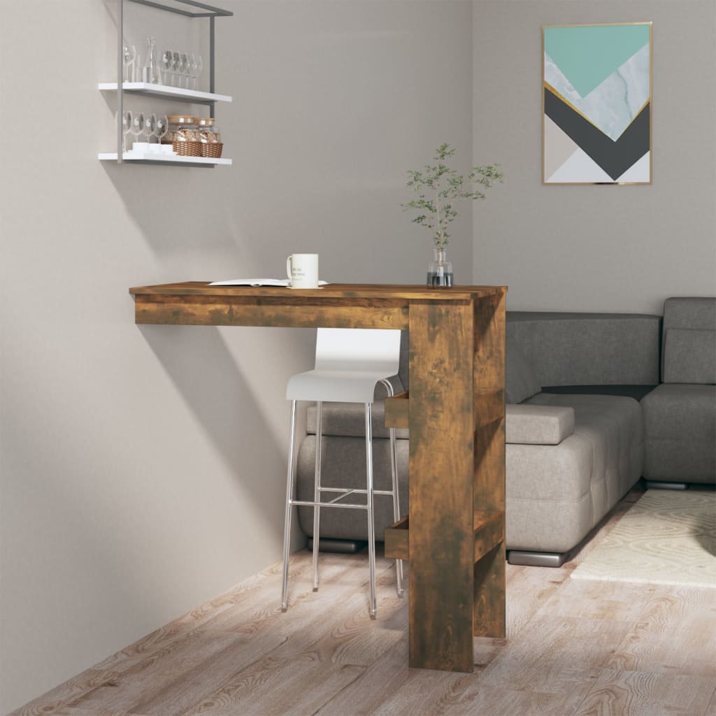 Veggmontert barbord røkt eik 102x45x103,5 cm konstruert tre