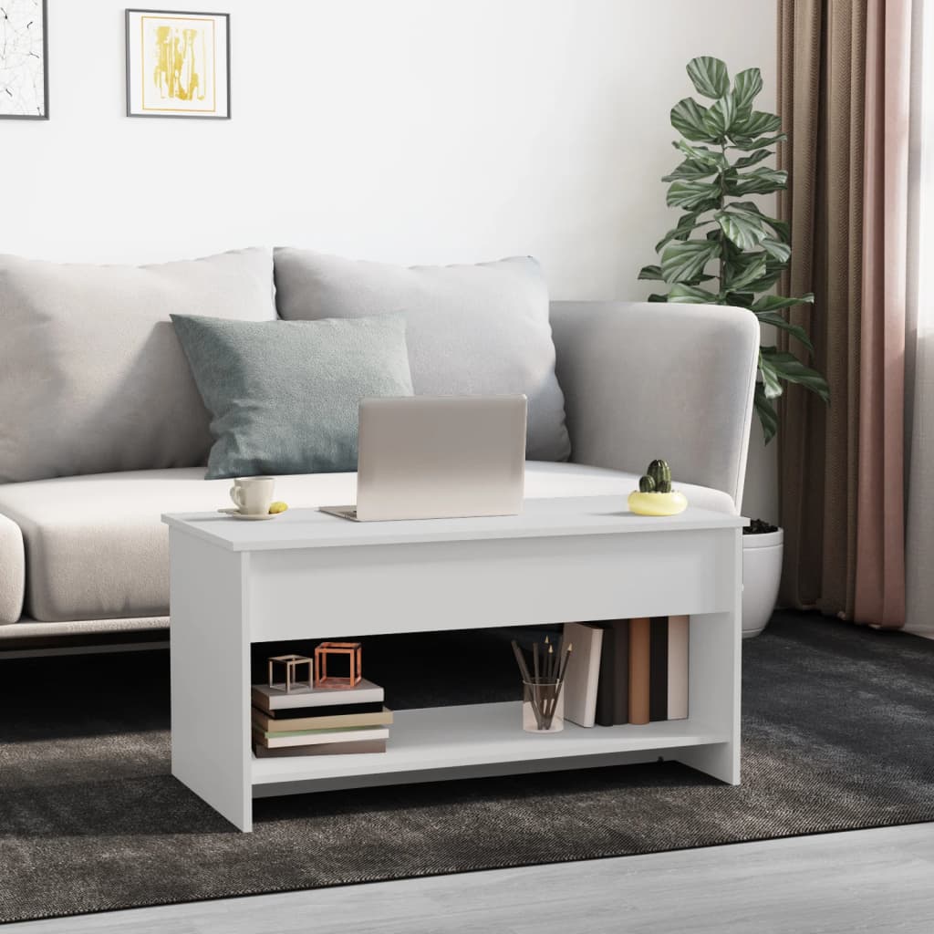Salongbord hvit 102x50x52,5 cm konstruert tre
