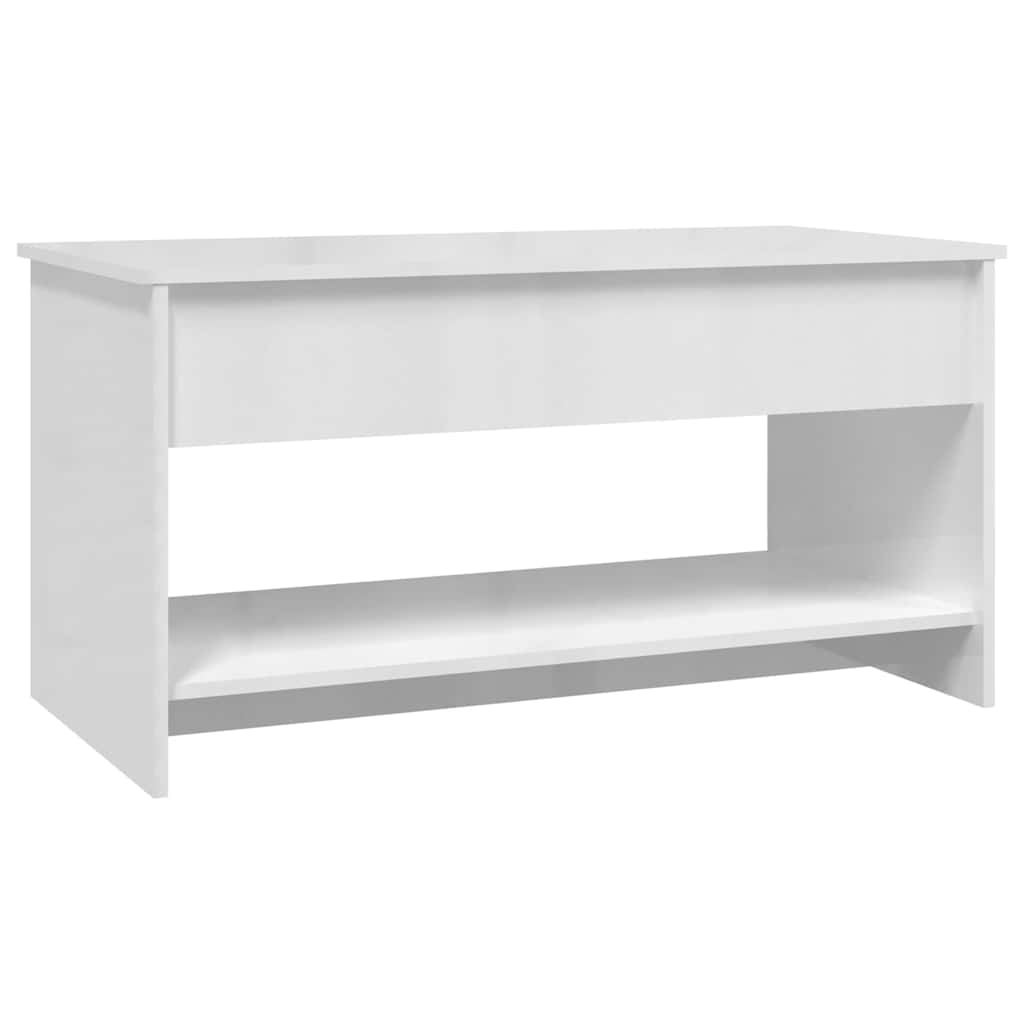 Salongbord høyglans hvit 102x50x52,5 cm konstruert tre