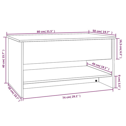 Salongbord sonoma eik 80x50x40 cm konstruert tre