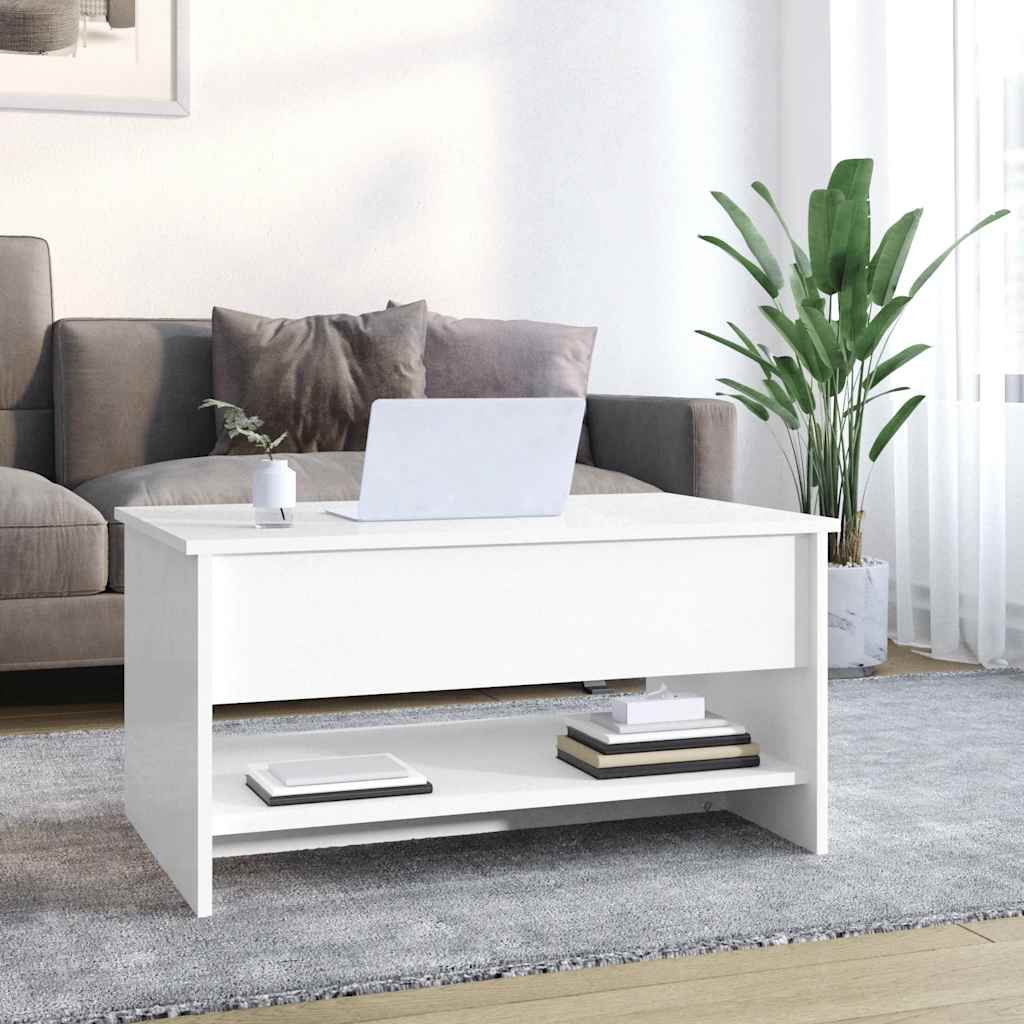 Salongbord høyglans hvit 80x50x40 cm konstruert tre