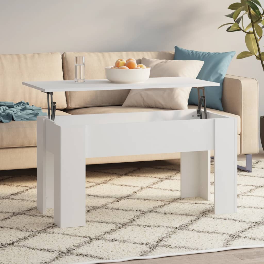 Salongbord hvit 101x49x52 cm konstruert tre