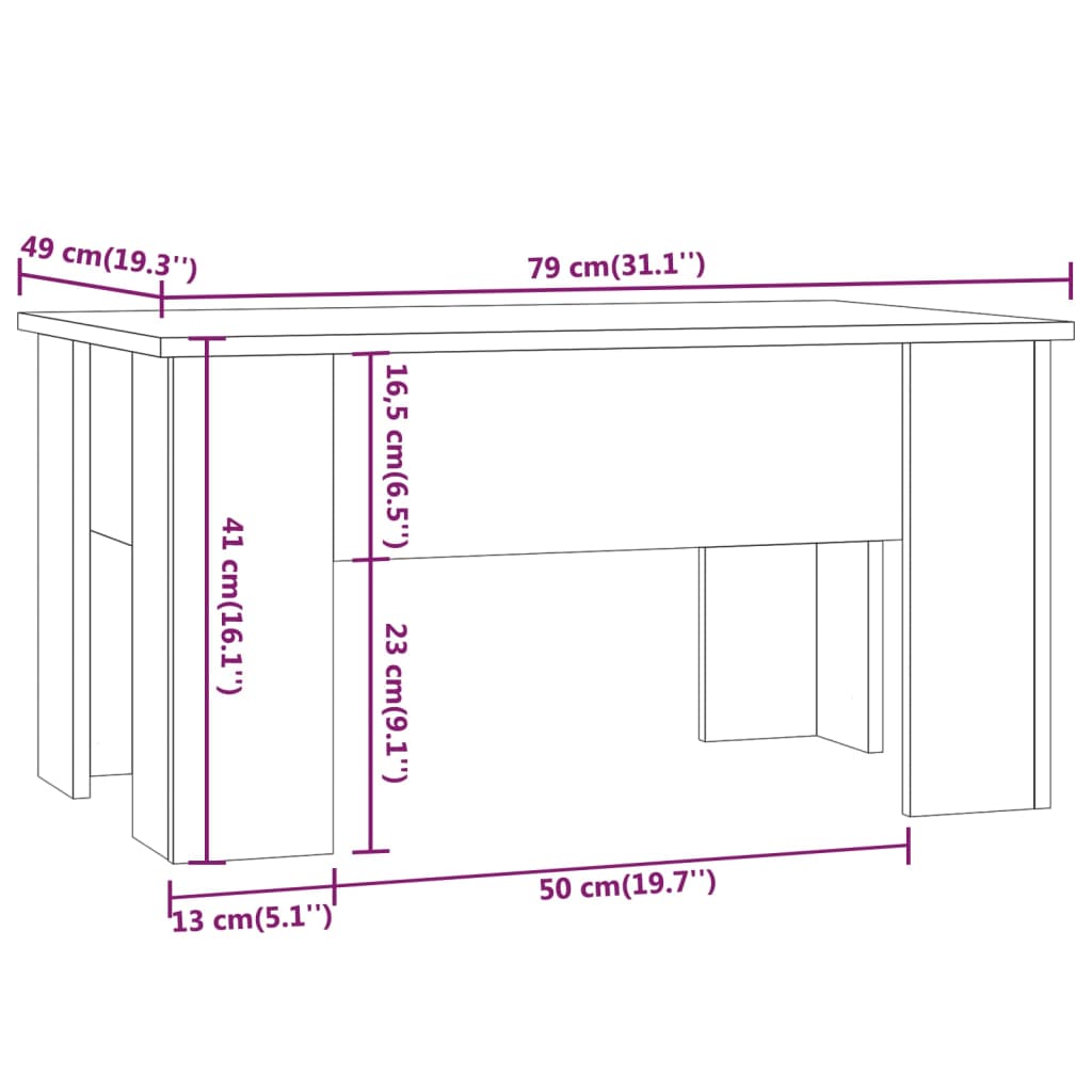 Salongbord svart 79x49x41 cm konstruert tre