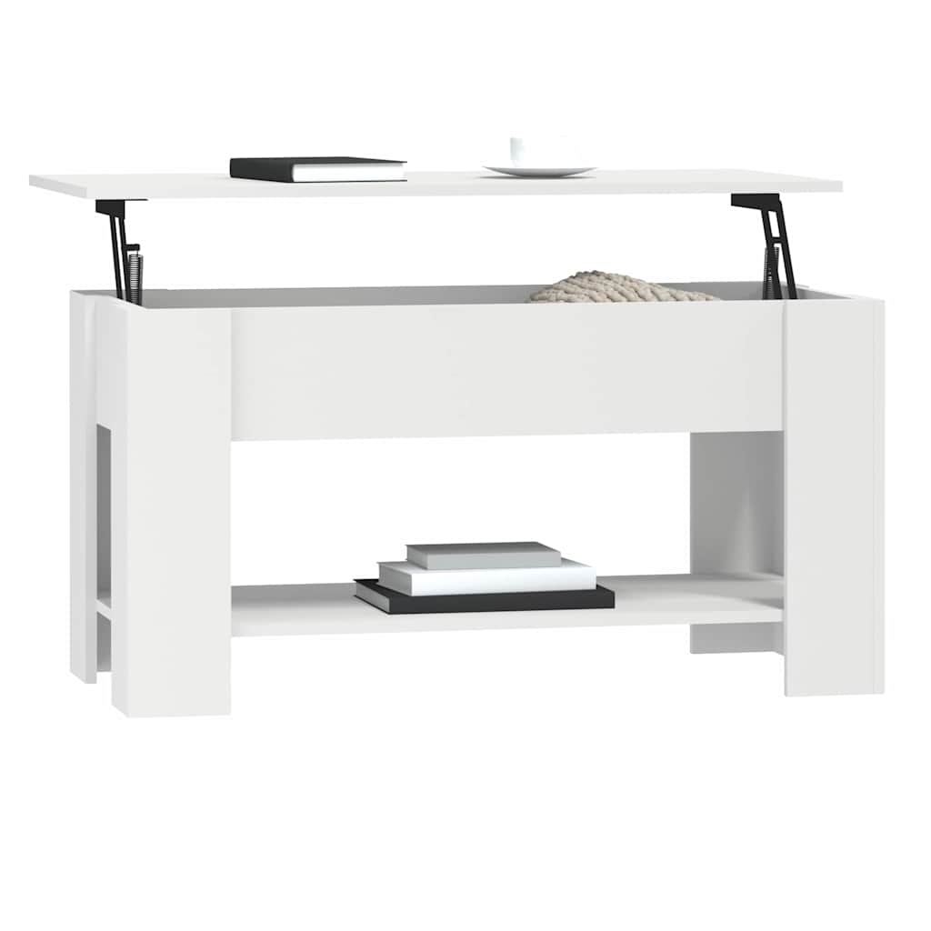 Salongbord hvit 101x49x52 cm konstruert tre