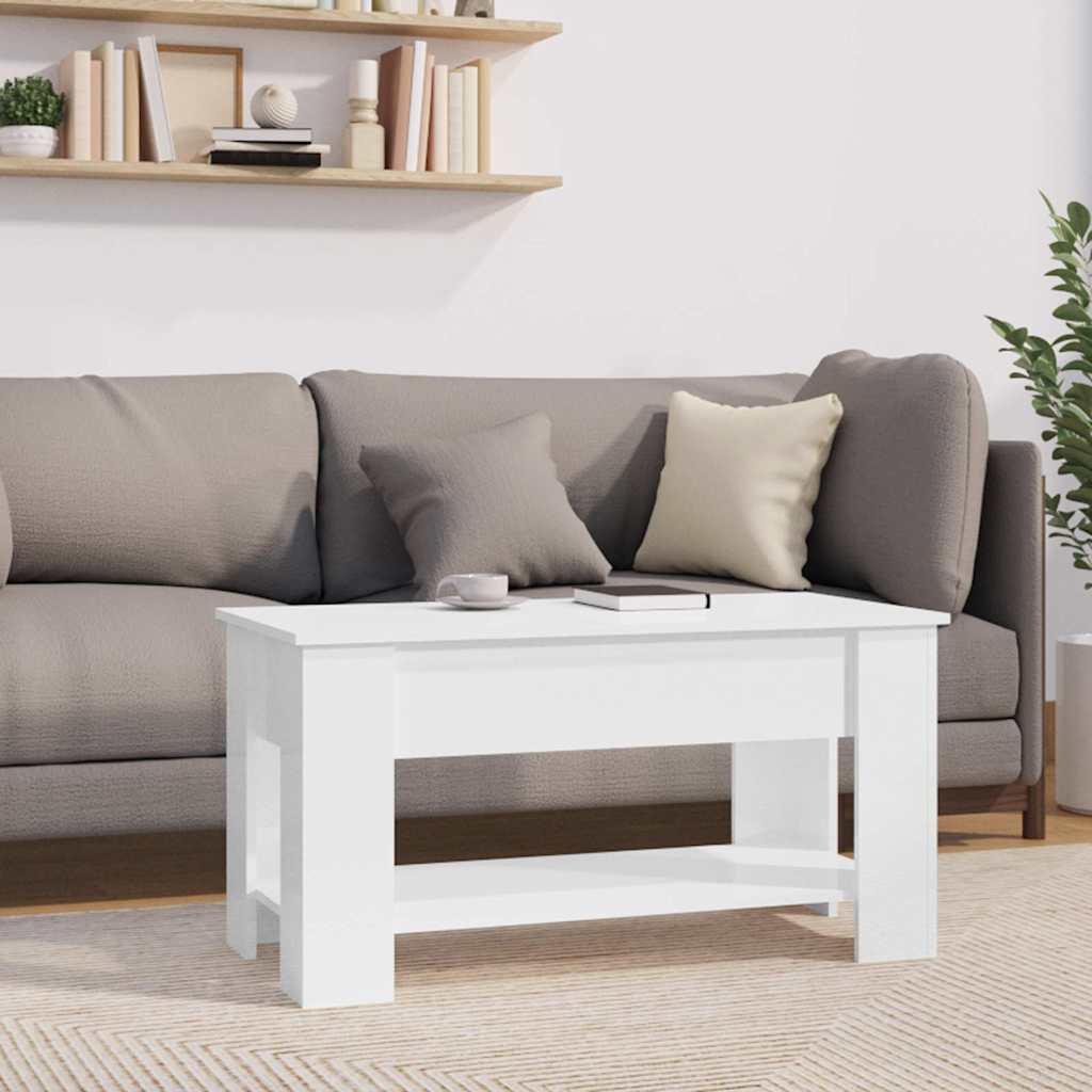 Salongbord høyglans hvit 101x49x52 cm konstruert tre