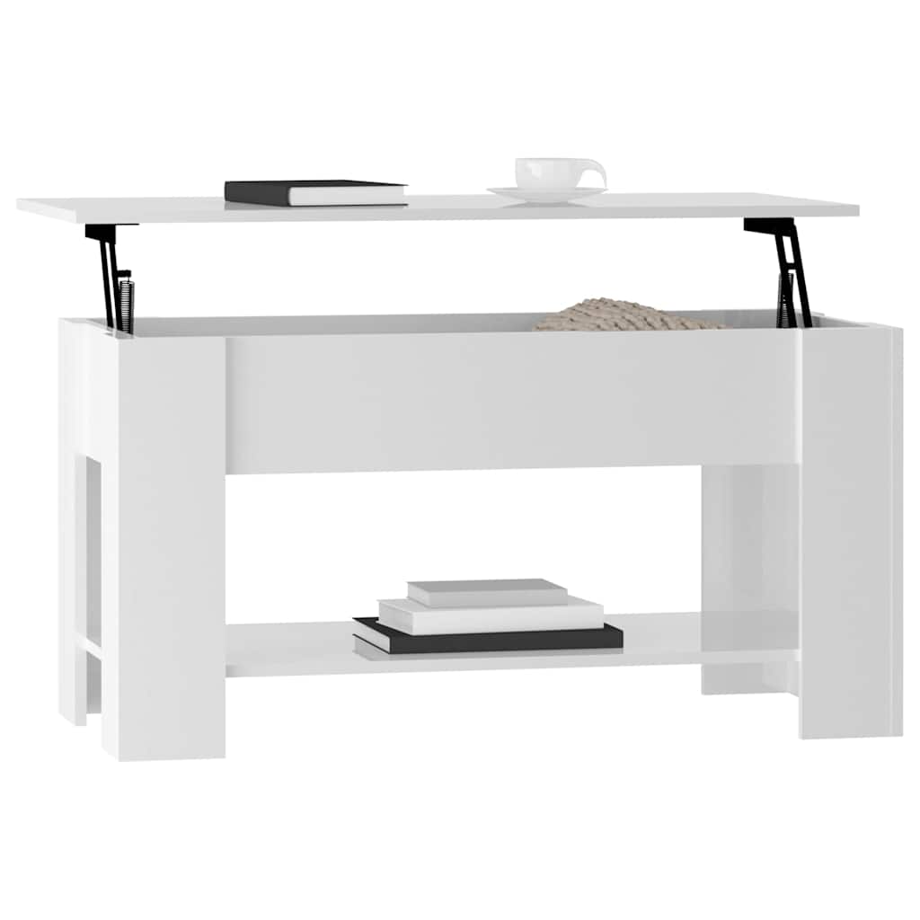 Salongbord høyglans hvit 101x49x52 cm konstruert tre