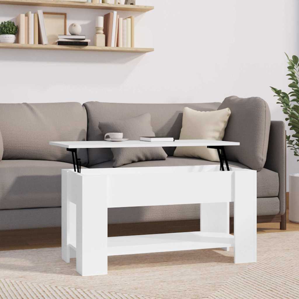Salongbord høyglans hvit 101x49x52 cm konstruert tre