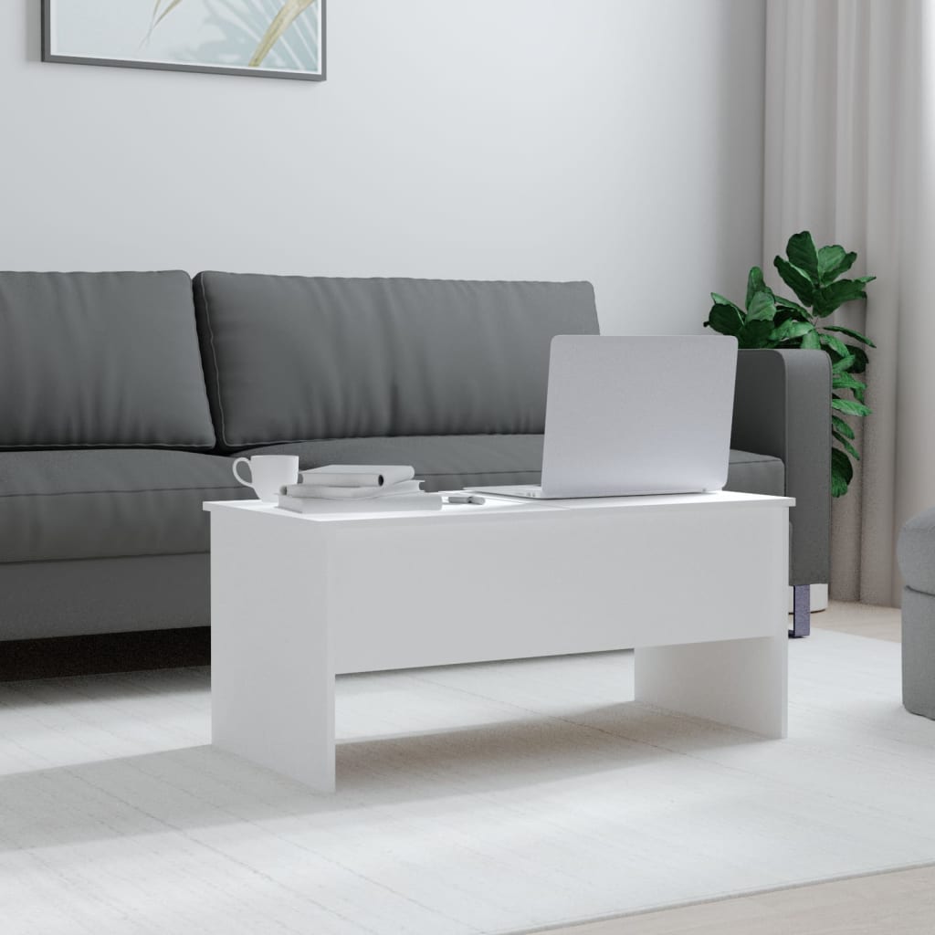 Salongbord hvit 102x50,5x46,5 cm konstruert tre