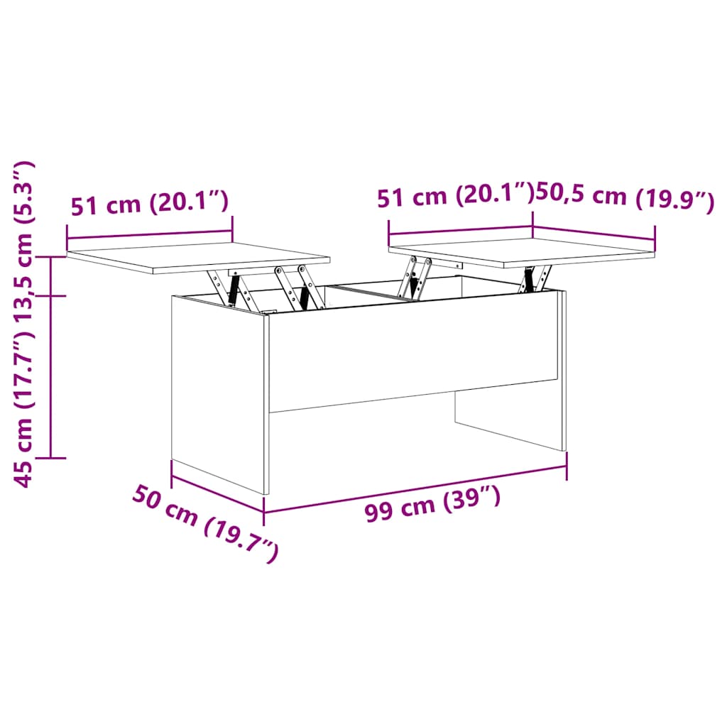 Salongbord svart 102x50,5x46,5 cm konstruert tre