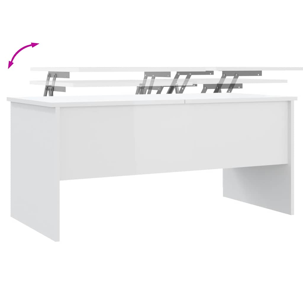 Salongbord høyglans hvit 102x50,5x46,5 cm konstruert tre