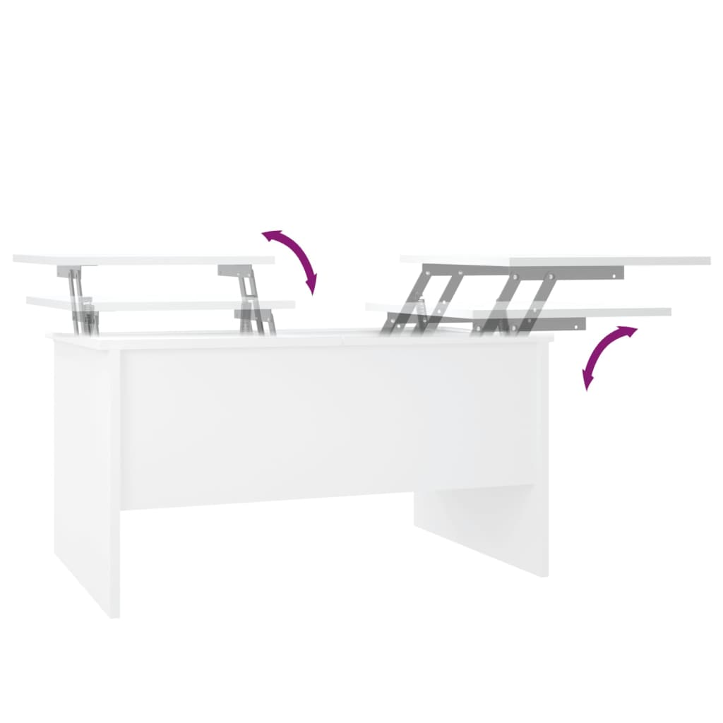 Salongbord hvit 80x50x42,5 cm konstruert tre