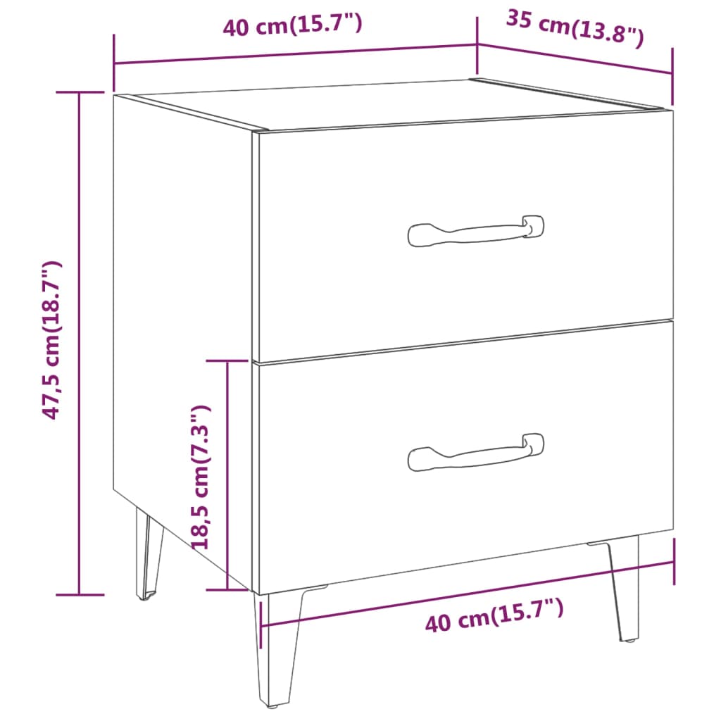Nattbord sonoma eik 40x35x47,5 cm
