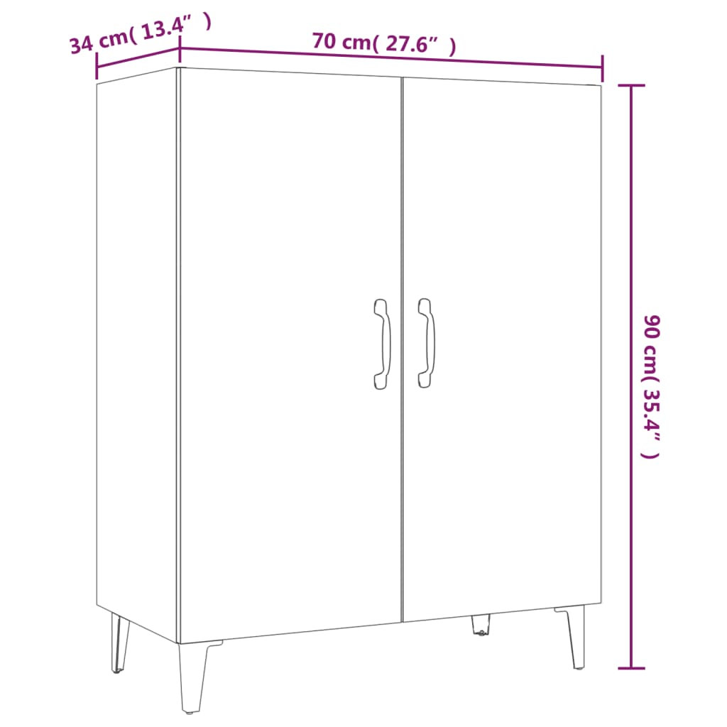 Skjenk sonoma eik 70x34x90 cm konstruert tre