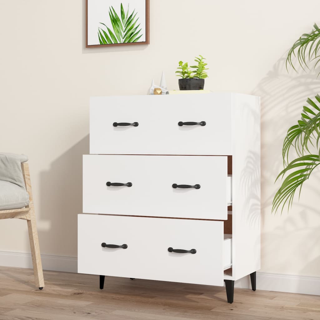 Skjenk hvit 69,5x34x90 cm konstruert tre