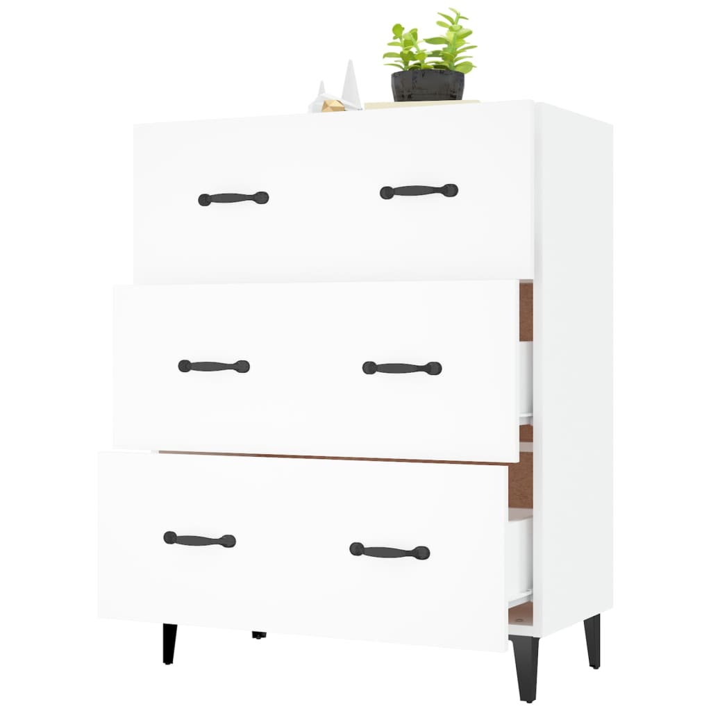 Skjenk hvit 69,5x34x90 cm konstruert tre