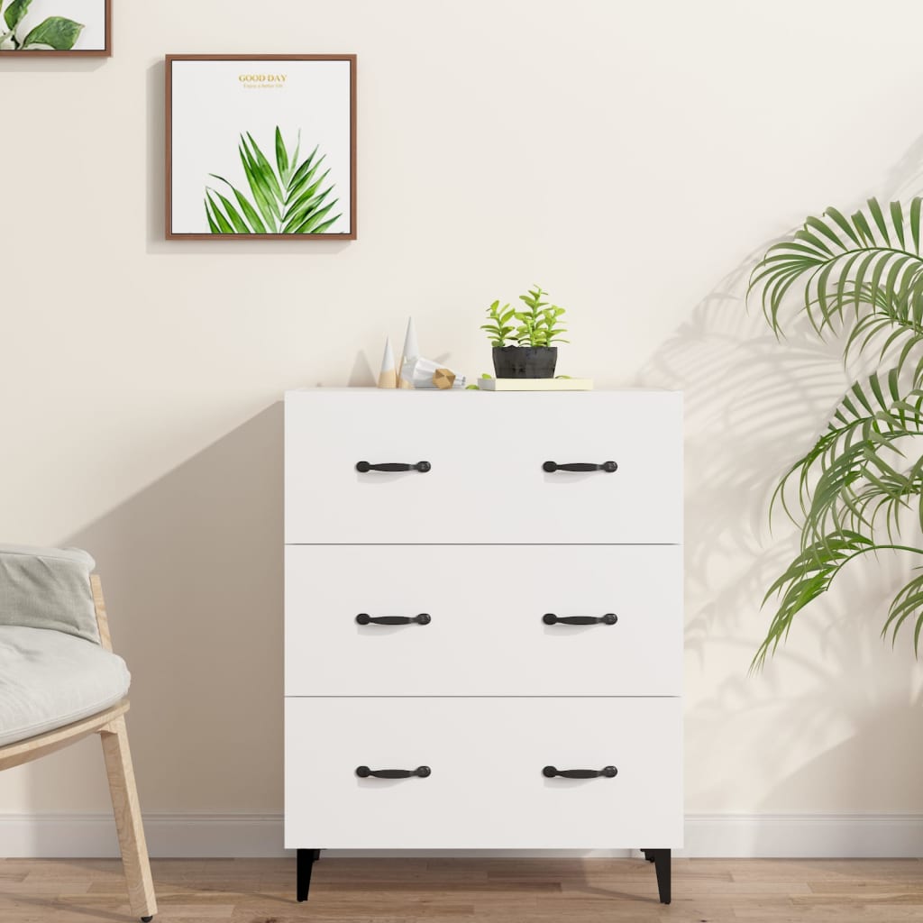 Skjenk hvit 69,5x34x90 cm konstruert tre