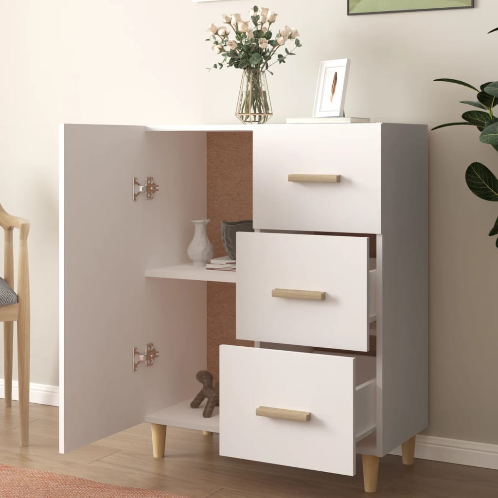 Skjenk hvit 69,5x34x90 cm konstruert tre