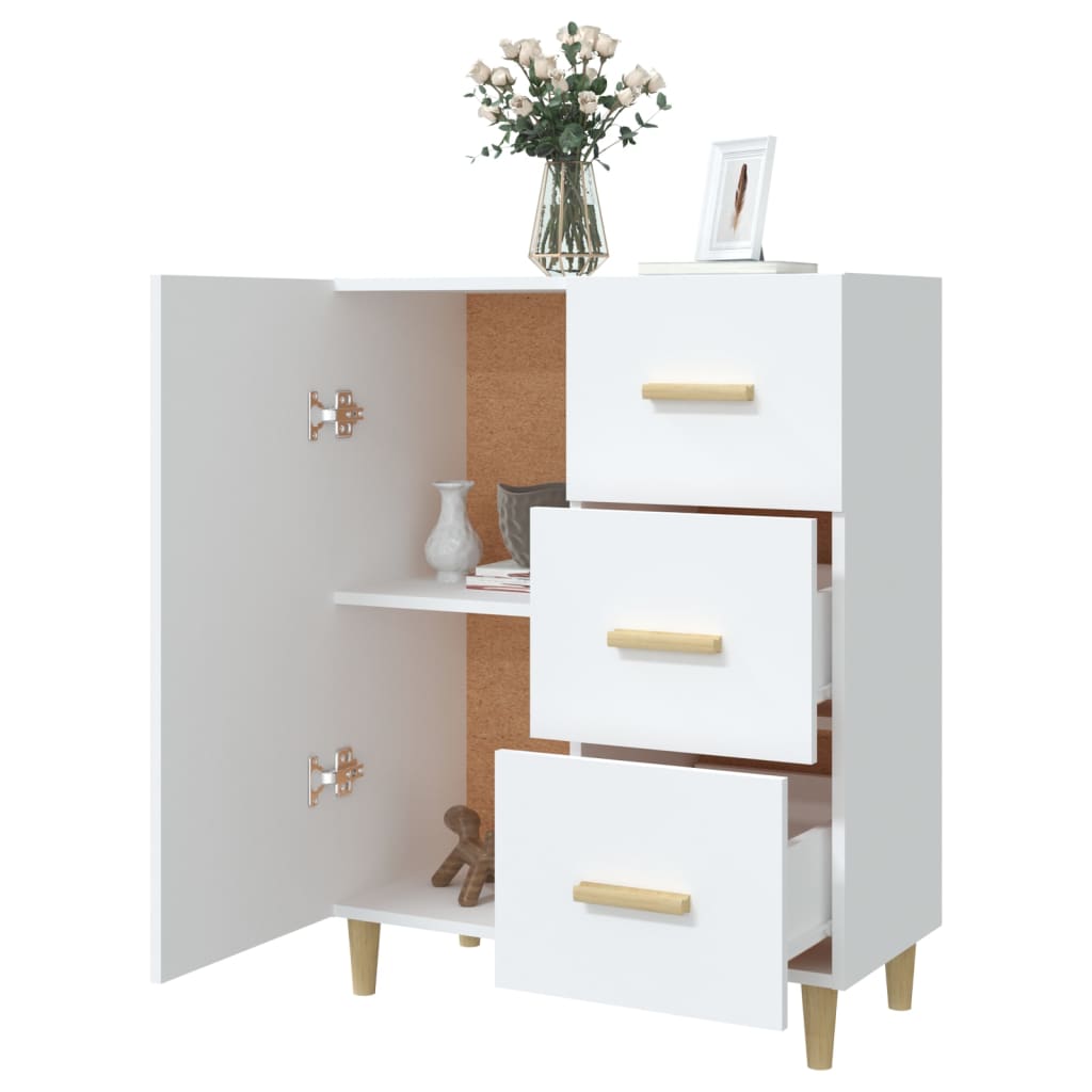 Skjenk hvit 69,5x34x90 cm konstruert tre