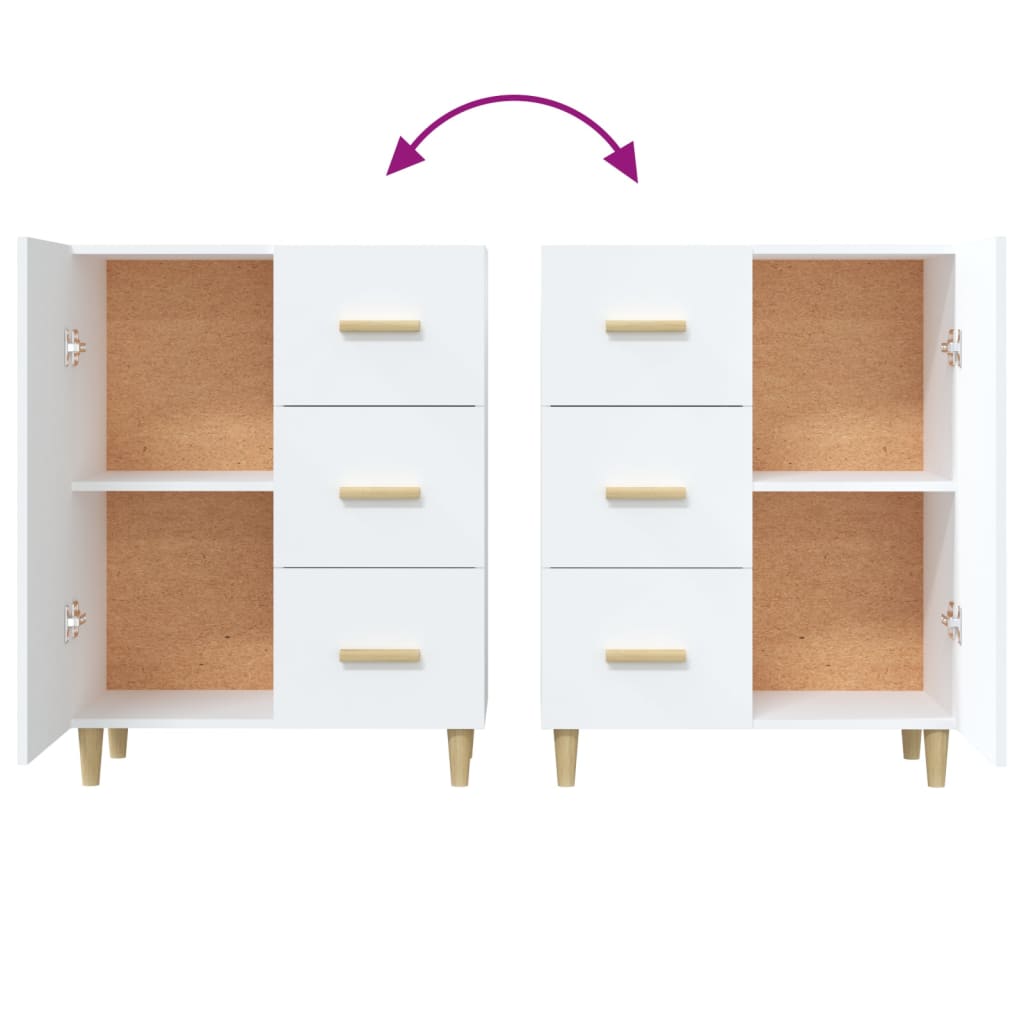 Skjenk hvit 69,5x34x90 cm konstruert tre