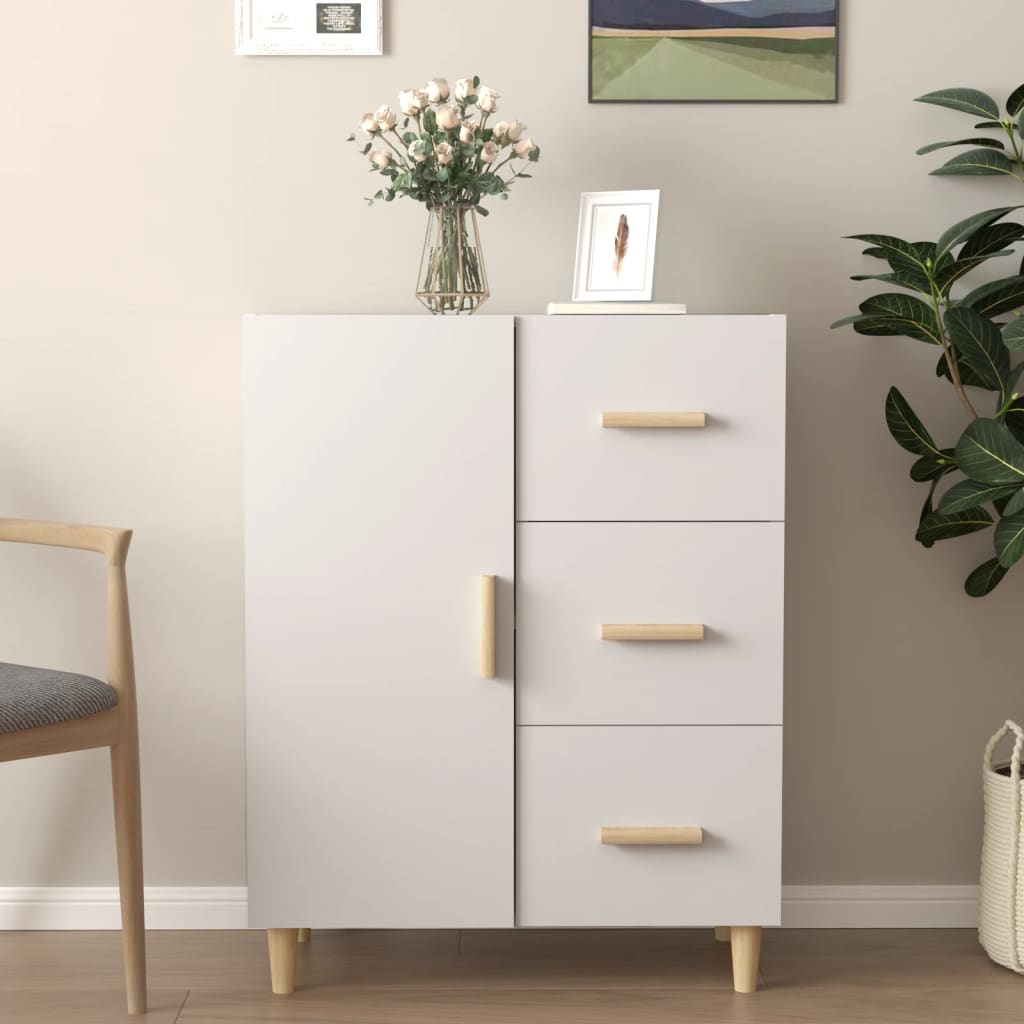 Skjenk hvit 69,5x34x90 cm konstruert tre