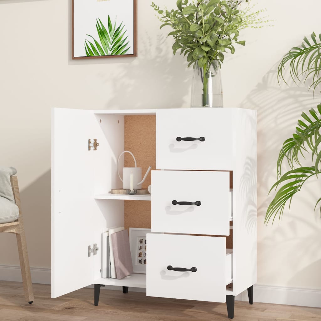 Skjenk hvit 69,5x34x90 cm konstruert tre