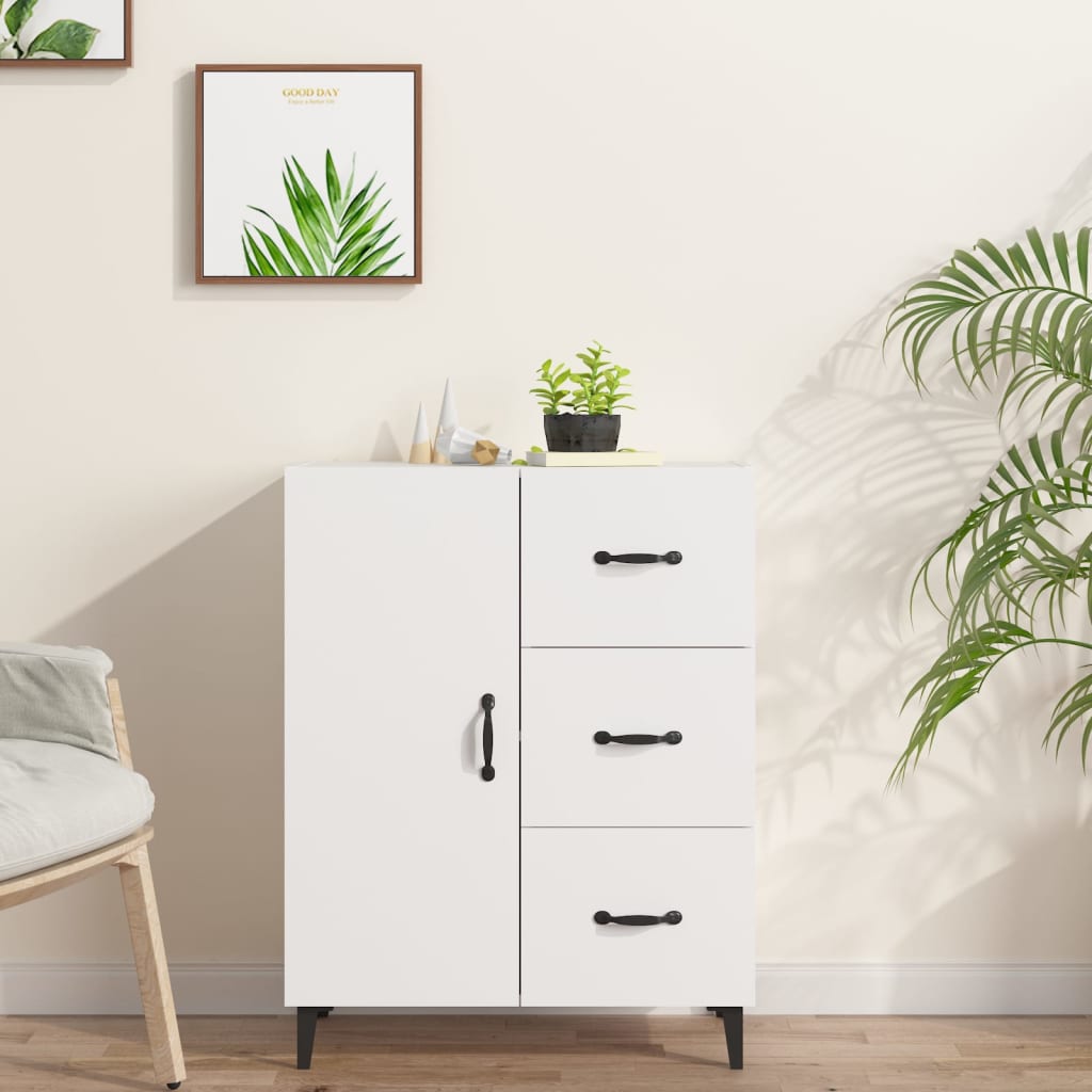 Skjenk hvit 69,5x34x90 cm konstruert tre