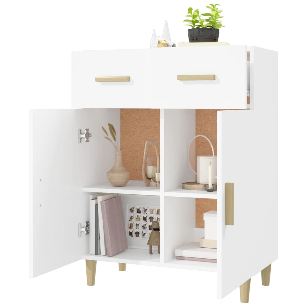 Skjenk hvit 69,5x34x89 cm konstruert tre