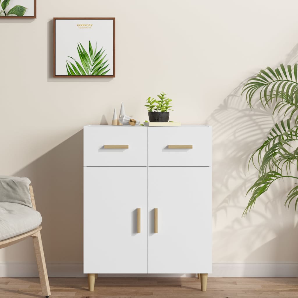 Skjenk hvit 69,5x34x89 cm konstruert tre